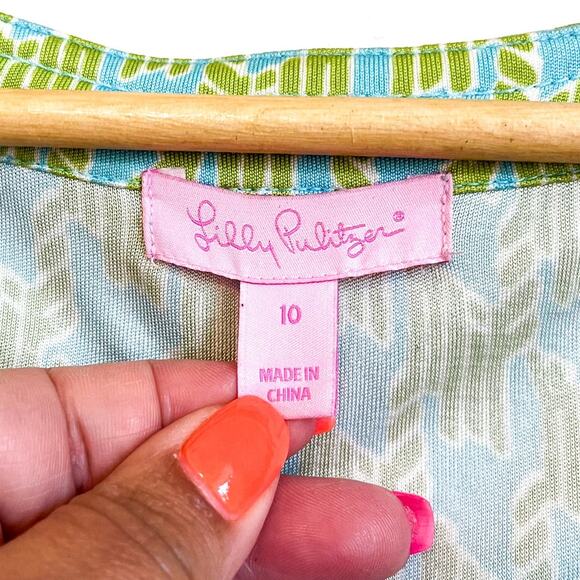 Lilly Pulitzer Colleen Silk Resort Dress Size 10 Green Jersey Knit Nautical Boat - Picture 4 of 5